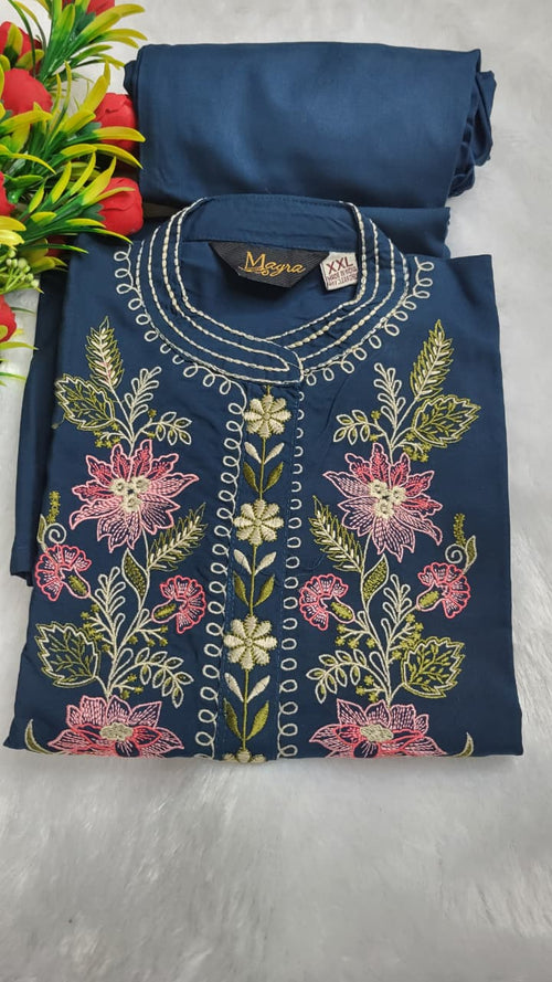 Embroidered Navy Blue Co-ord Set